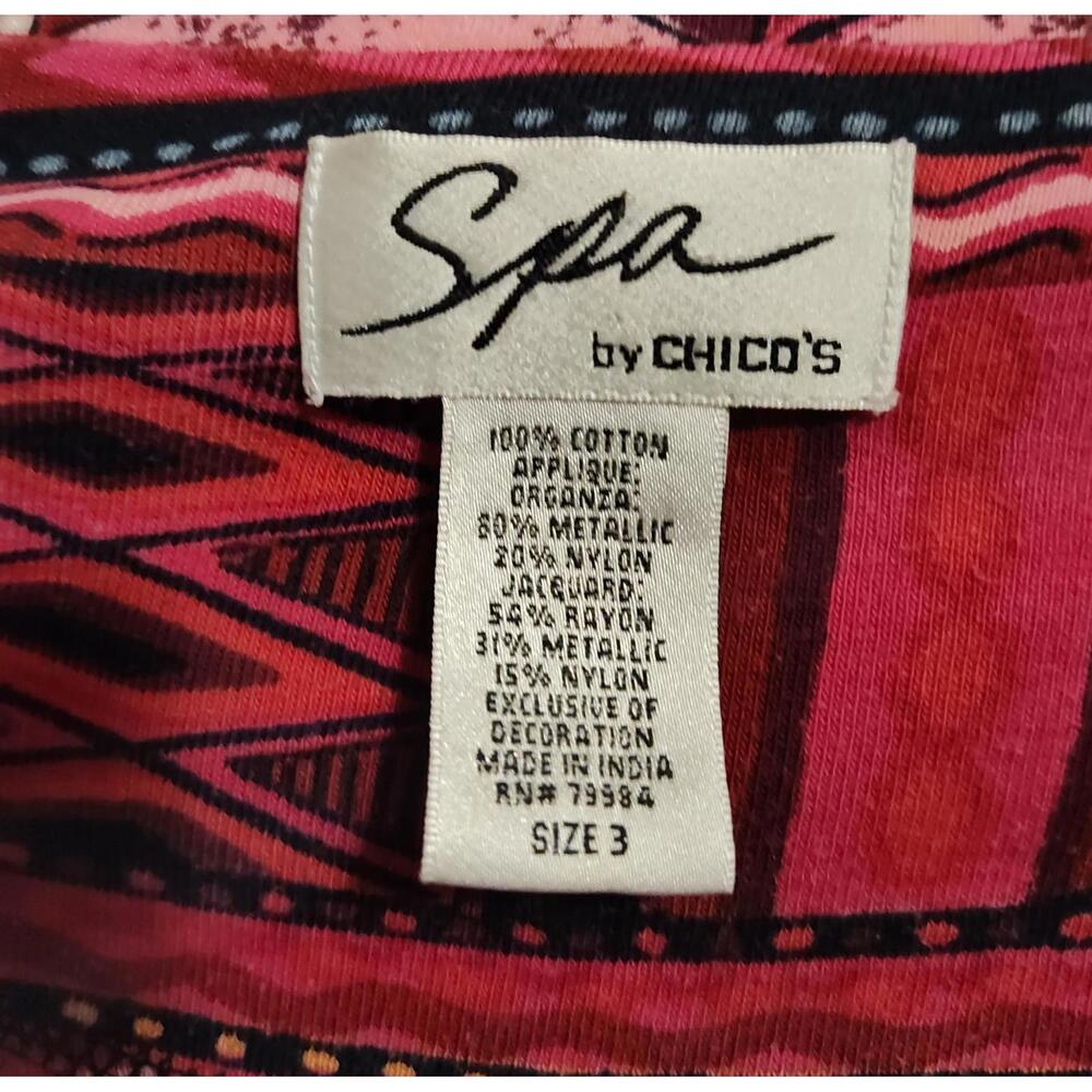 Spa by Chico's‎ Red Patterned Zip-Up Jacket - Picture 4 of 5